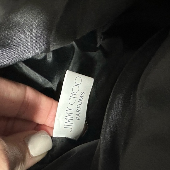 JIMMY CHOO BEAUTY BLACK SCUBA PERFUME MAKEUP HYGIENE BAG ZIP CLOSURE SIDE SNAP - Picture 8 of 12